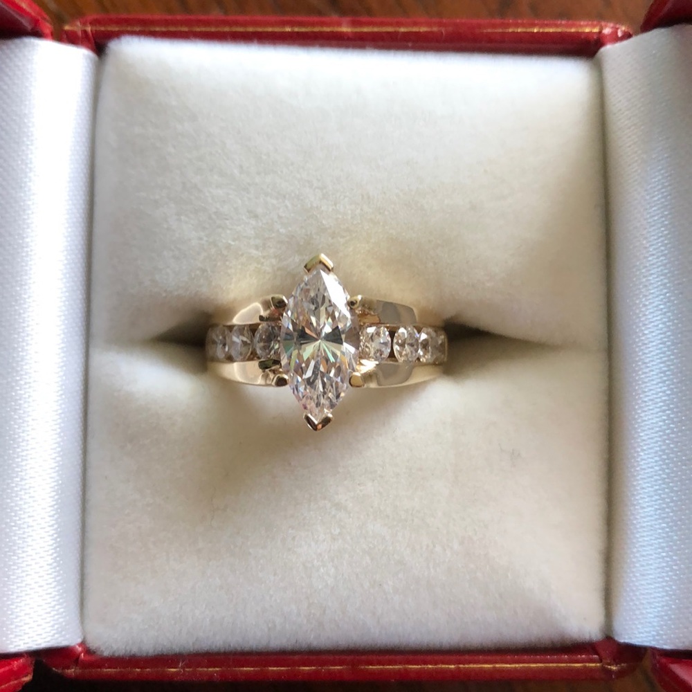 14 Kt. Yellow Gold Marquis Engagement Ring